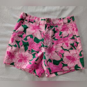 Lilly Pulitzer Gretchen Shorts Kelly Geeen Hibis Kiss High Rise Women's Sz 2